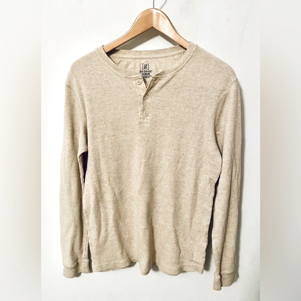 George Light Tan Waffle Knit Henley